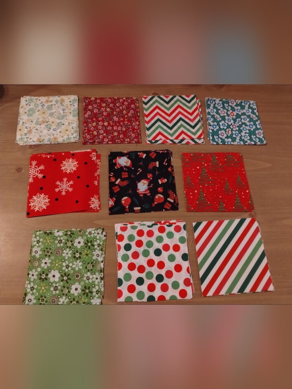 50 Pc Christmas Fabric Squares Approx. 4x4 Holiday Quilt Craft Fabric Bundle Mix